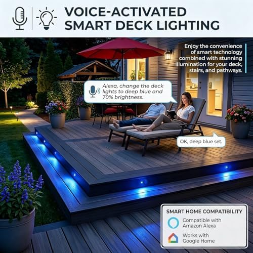 LED Deck Lights Kit, 30 Pack Φ1.22" Low Voltage WiFi Smart Recessed RGBW...