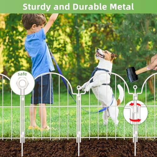 30 Pack White Decorative Garden Fence, 17in(H) x 32ft(L), with Ground Stake