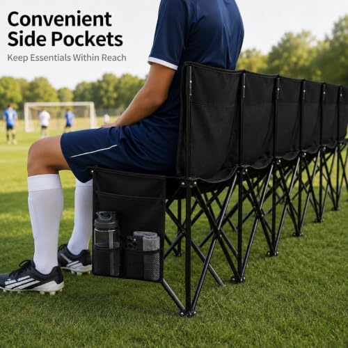Yaheetech 6-seat/8-seat Portable Folding Sideline Bench with Back Rest and Ca...
