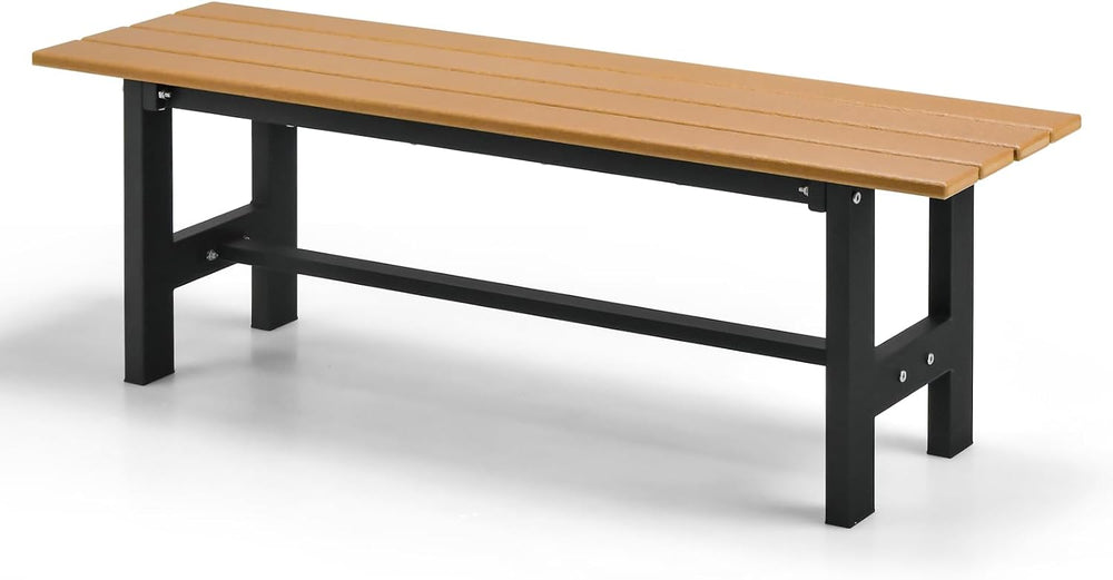Tangkula 47 Inch HDPE Outdoor Bench Backless, Patio Garden Dining Bench with ...