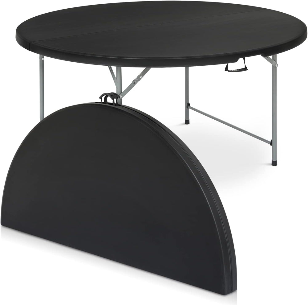 Magshion 65 Inch Round Folding Plastic Table, Black