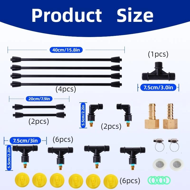 6-Nozzle Polyethylene Boom Wand, 7.5 Ft ATV Sprayer Boom with 2 Types of Nozz...
