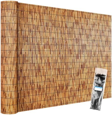 Natural Reed Fencing Roll 6FTx16.4FT Privacy Screen for Patio, Brown 1 Pack