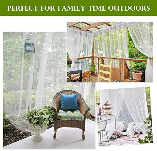 RYB HOME Mosquito Netting Outdoor Curtains for Patio Waterproof, 2 Panels