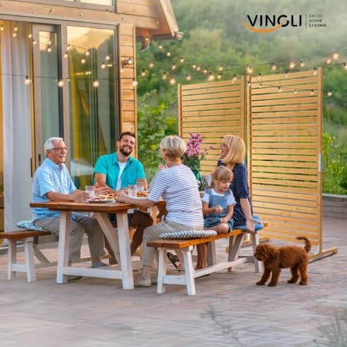 VINGLI 74" x 36" Wooden Privacy Fence for Trash Can, Air Conditione...