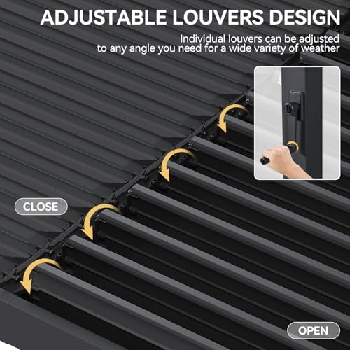 Aoxun Louvered Pergola 10x12, 3.8" Thick Posts, 82.5 MPH Wind Resistance