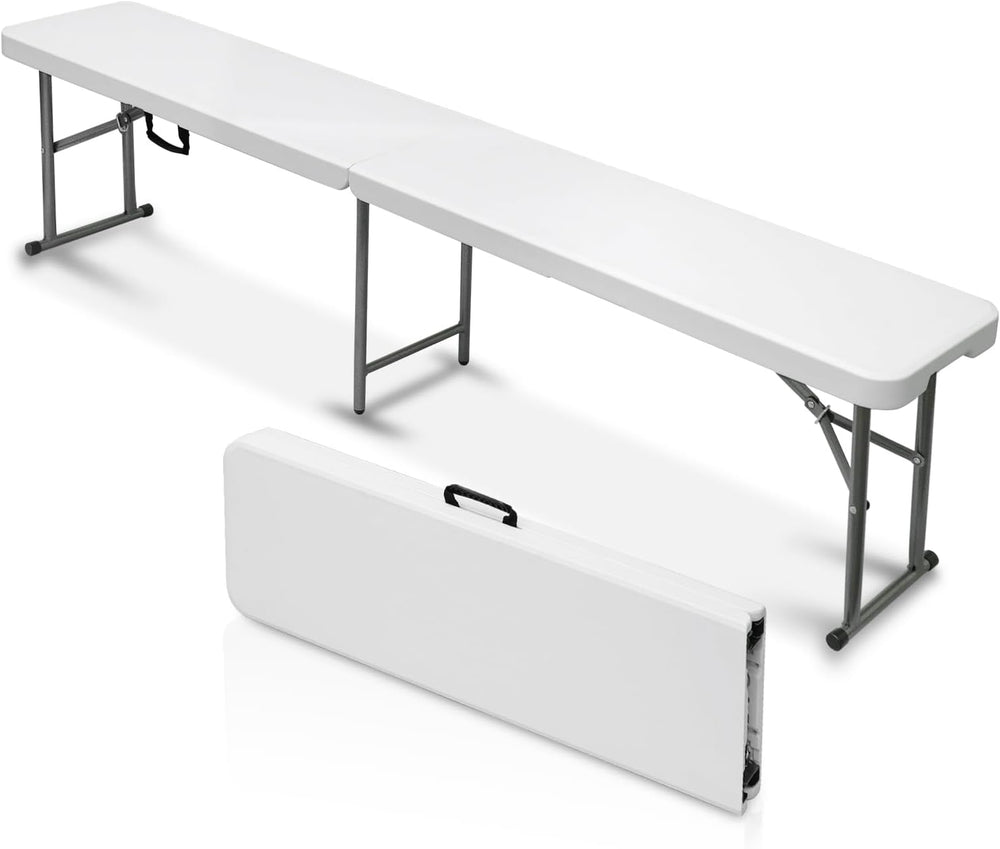 6 Foot Portable Plastic Folding Bench 6FT 72" Half Foldable Heavy Duty S...