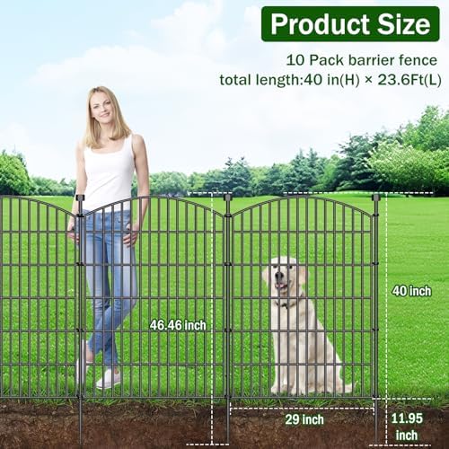 10 Panel No Dig Decorative Garden Fence with Gate 40"H x 23.6'L Dog ...