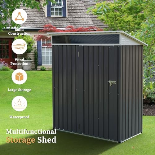 Vongrasig 5 x 3 x 6 FT Outdoor Storage Shed Clearance, Metal Garden Shed with...