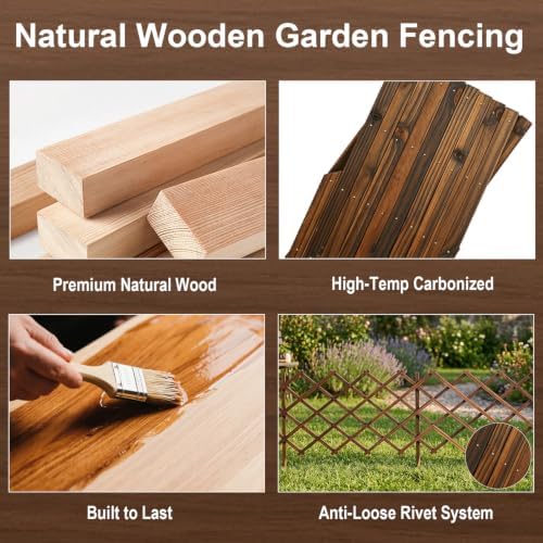 Avalution Decorative Garden Fence Outdoor,Total 12in(H) x 11.6 ft(L) 2 Pack