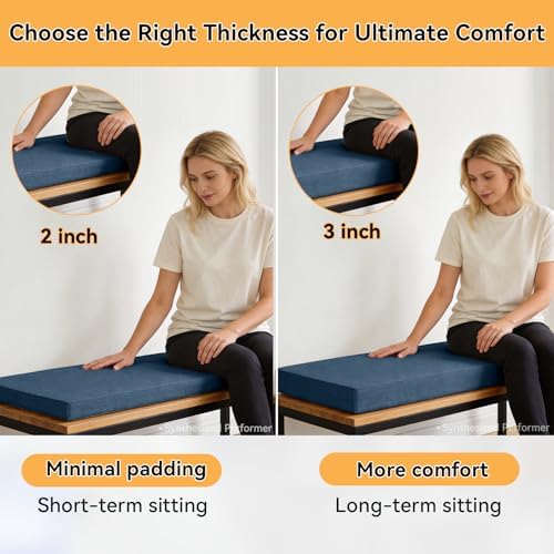 ROFIELTY Bench Cushion for Indoor Furniture Blue, 39x17x2 inch