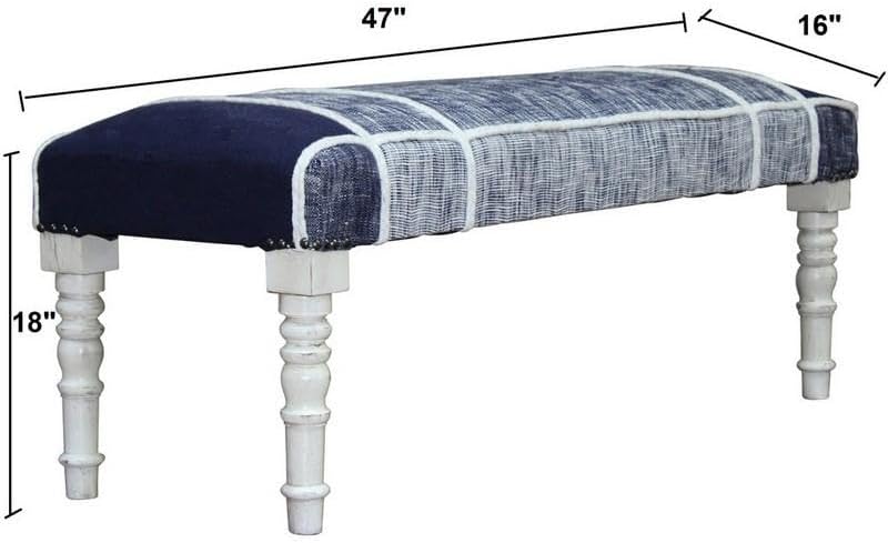L. R. Resources, Inc. LR Home Navy Upholstered Bench for Bedroom End of Bed |...
