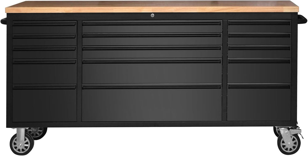 72" Heavy-Duty Rolling Tool Chest & Garage Workbench with 15 Drawers...