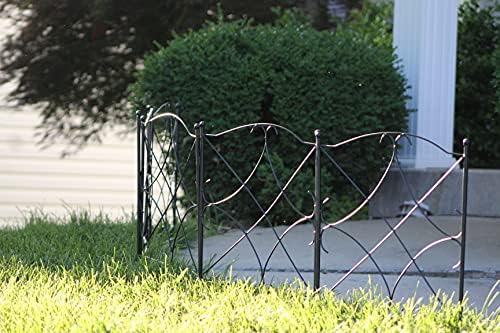 AshmanOnline Galvanized Garden Fence 24in x 10ft, Black (Set of 5) - Outdoor ...