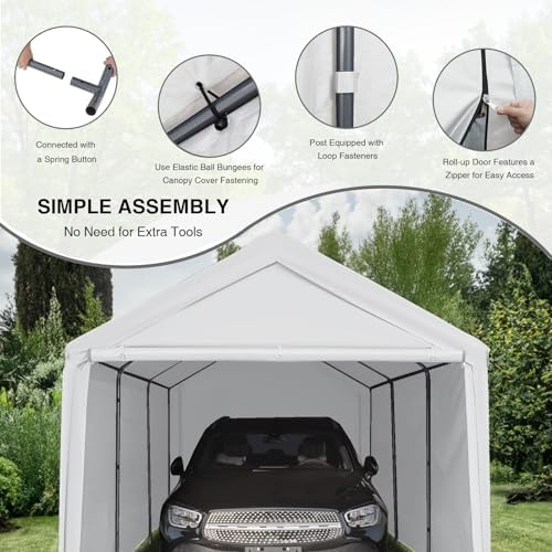 Carport 10x20ft Heavy Duty Canopy Storage Shed,Portable Garage Party Tent,Por...