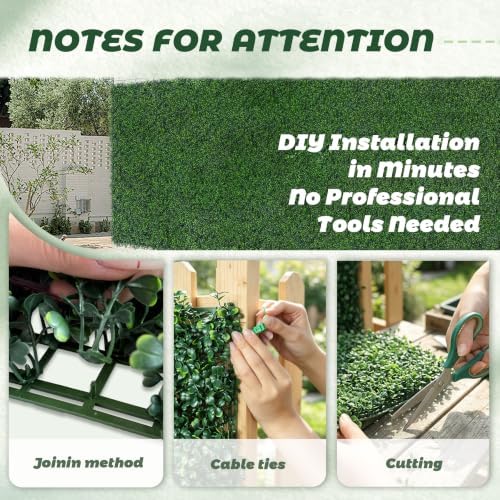 TTTM UV-Resistant Artificial Boxwood Hedge Vine Panels: 20"x20" 6 Pcs