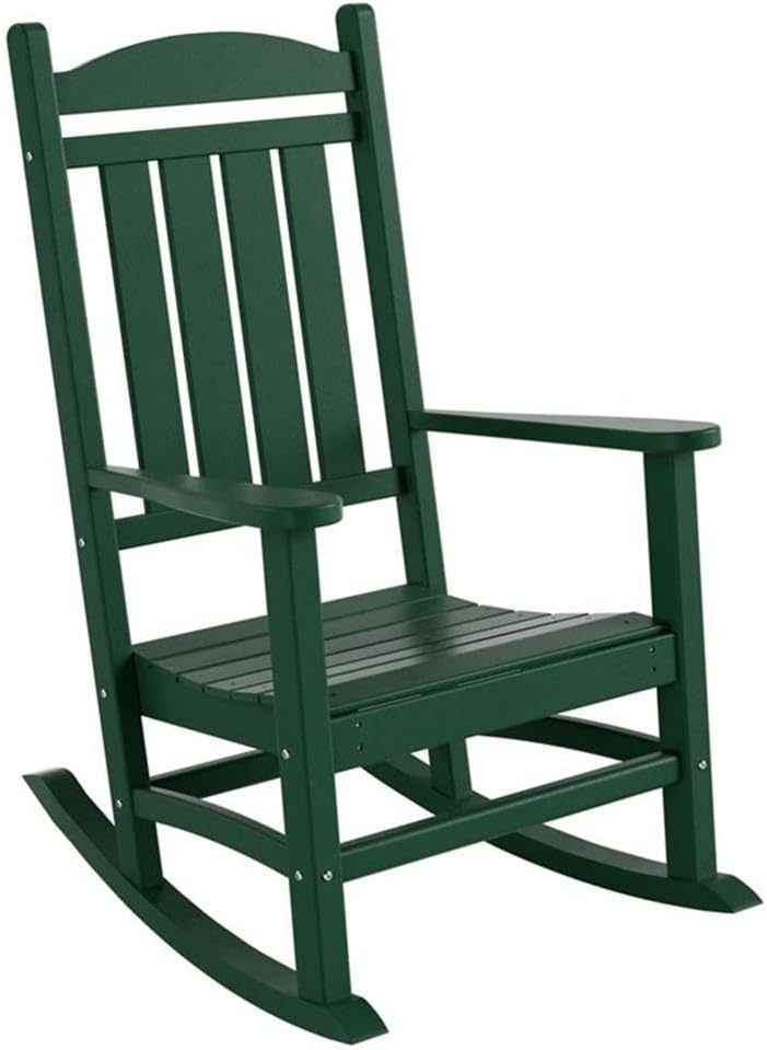 Oversized Outdoor Rocking Chair, High Back Porch Rocker Chair, HDPE All Weath...