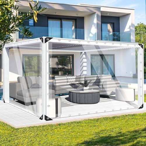 FoundGo Heavy Duty Clear Vinyl Tarp 8x10 ft, PVC Outdoor Curtain, 15 Mil
