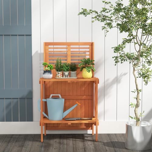 Giantex Folding Potting Bench, 2-Tier Gardening Workstation w/Storage Shelves...