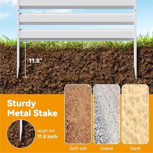 42" H x 39" W (3 Panels) No-Dig Metal Fence Privacy Screen, Outdoor...