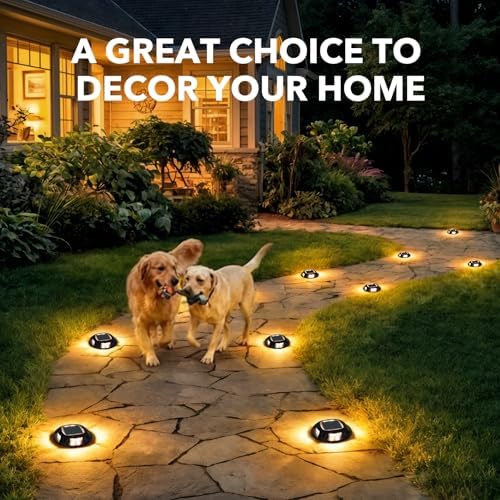 AGPTEK Solar Driveway Lights Outdoor 12 Pack, 2 Color Modes LED Deck Dock