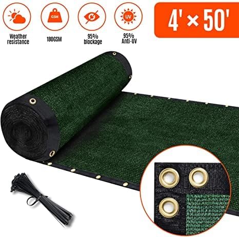 180GSM 4ft x 50ft Fence Privacy Screen Heavy Duty Fence Cover Garden Wall Bac...