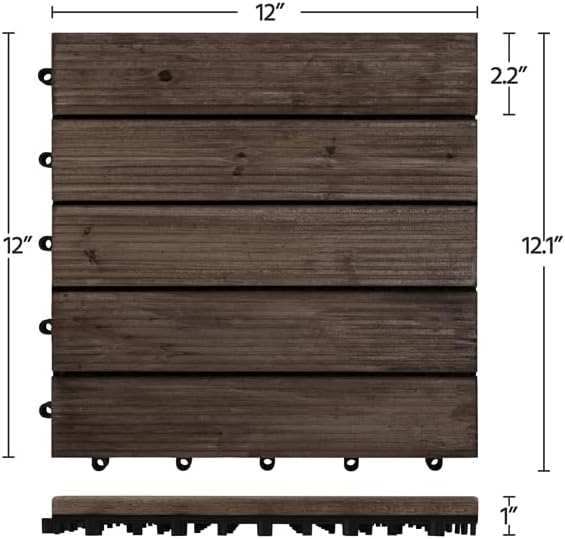 Yaheetech 27PCS Interlocking Deck Tiles Outdoor Patio Floor, Black