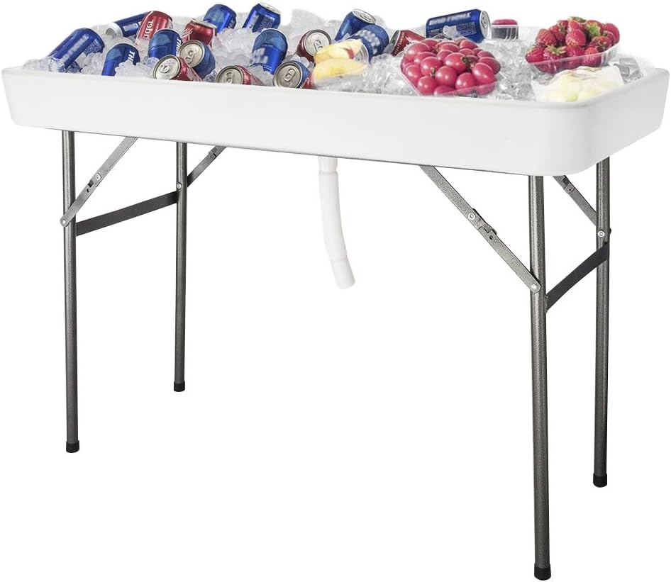 VINGLI 46" Extra Large Party Ice Cooler Folding Table, Portable Tailgate...