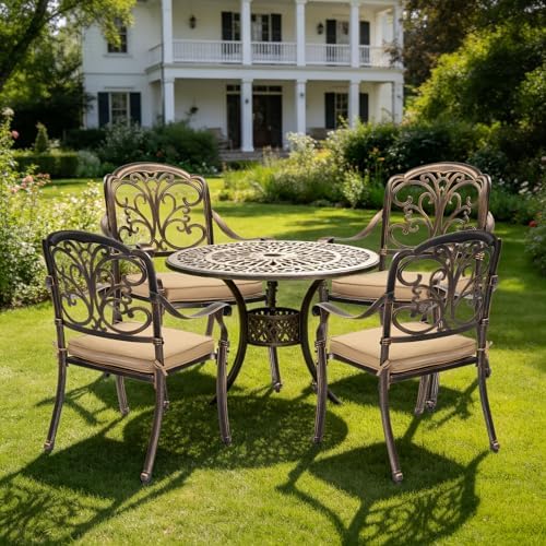 VINGLI Patio Chairs Set of 2 - Stackable Outdoor Cast Aluminum Dining Chairs ...