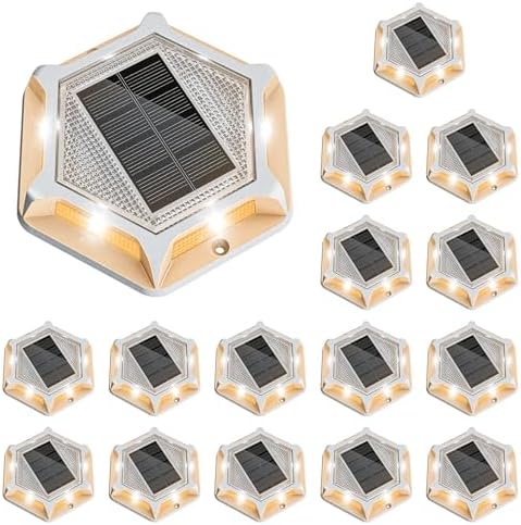 VOLISUN Solar Driveway Lights Dock Outdoor Deck Marker LED Lights,16 Pack