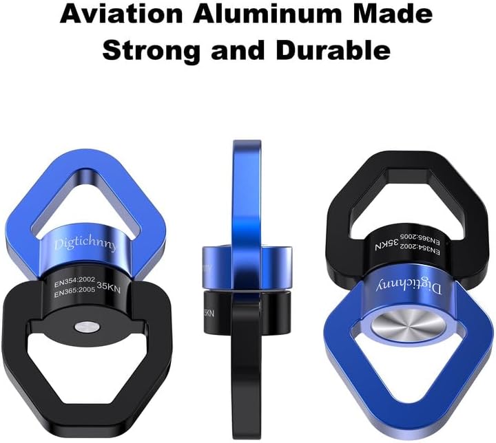 35KN Swing Swivel with Swivel Carabiner, Black Blue, 2 Pack