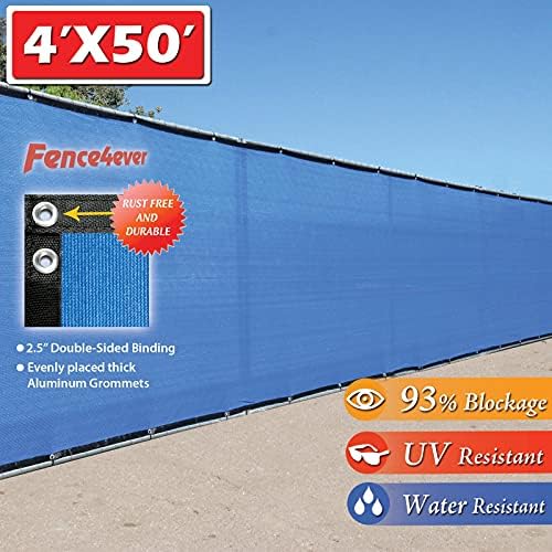 4'x50' 4ft Tall 3rd Gen Royal Blue Fence Screen Privacy Screen Windsc...