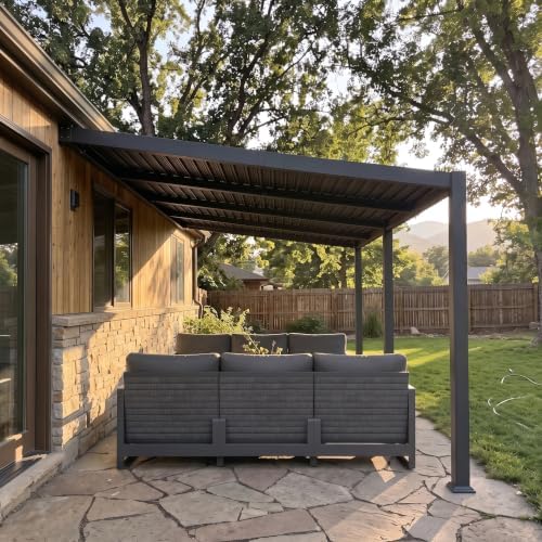 PURPLE LEAF Wall Mounted Pergola 10' x 20' Louvered Pergola,Aluminum ...