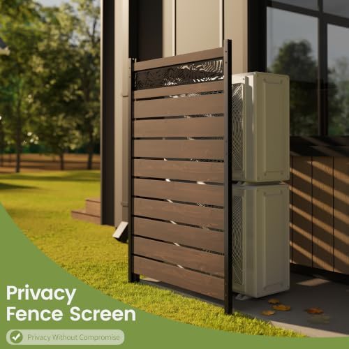 Wood Privacy Screen, No Dig Outdoor Fence,Dark Brown