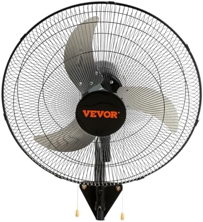 VEVOR 20 Inch Wall Mount Fan, Oscillating, 3-Speed, 4000 CFM, 2 Pack