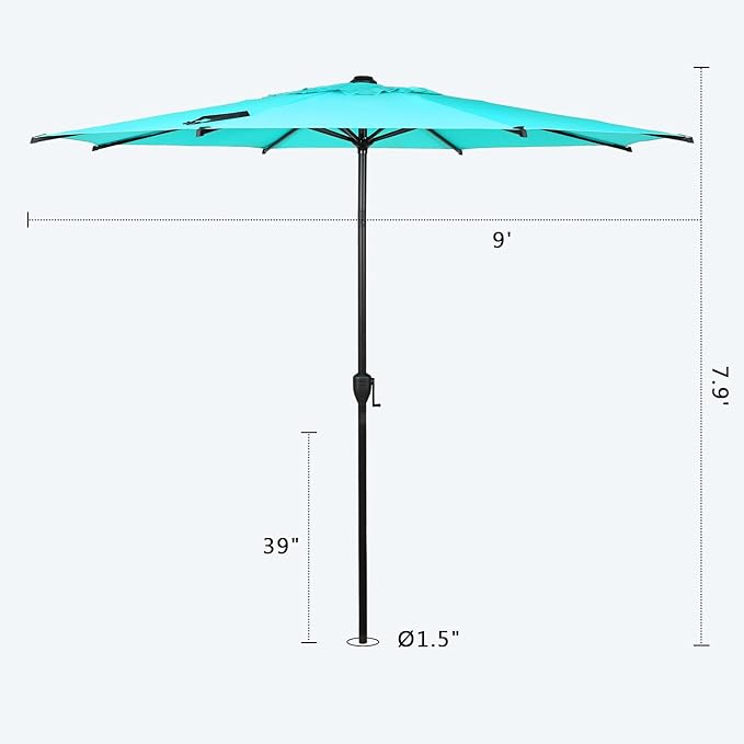 Abba Patio 9FT Lyon Outdoor Patio Umbrella Outdoor Table Umbrella with Push B...