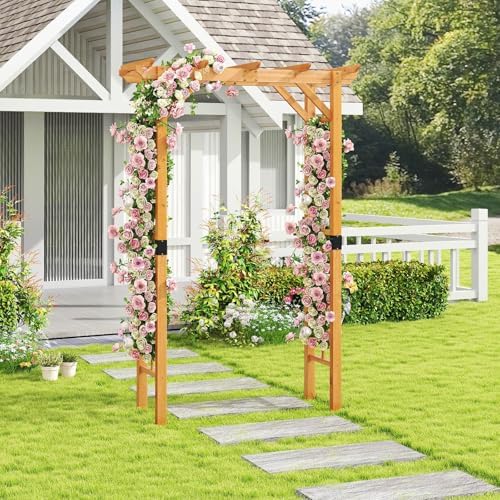 HAPPYGRILL 7 FT Wooden Garden Arch for Climbing Plants
