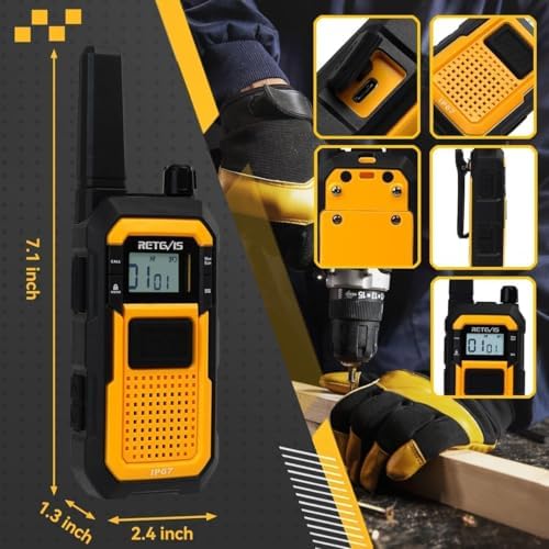 Retevis RB48 2 Way Radio Long Range, IP67 Waterproof Walkie Talkies Adults