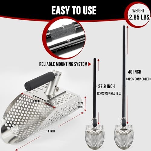 Sand Scoop for Metal Detecting, Metal Detector Scoop with Long Fiberglass Han...