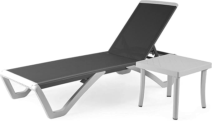 Kozyard Outdoor Chaise Lounge Chair, Full Flat Adjustable Patio Lounger with ...