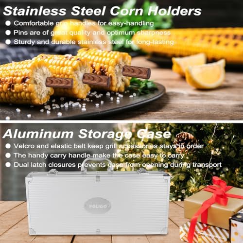 POLIGO 22PCS Heavy Duty BBQ Grill Accessories Set, Non-Slip Grill Tools for O...