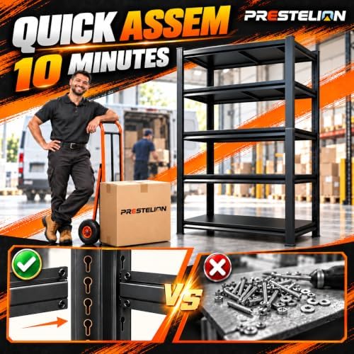 PRESTELION Garage Shelving, 3 Tier Heavy Duty Metal Storage Rack Adjustable