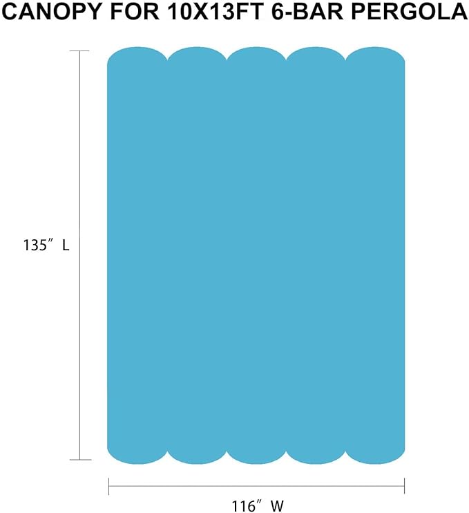 Pergola Shade Cover Replacement Canopy Top Compatible with 10 X 13 ft 6-Bar P...