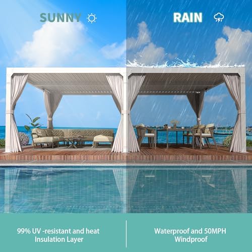 YOLENY Louvered Pergola 12x24, All Aluminum Pergola with Adjustable Rainproof...