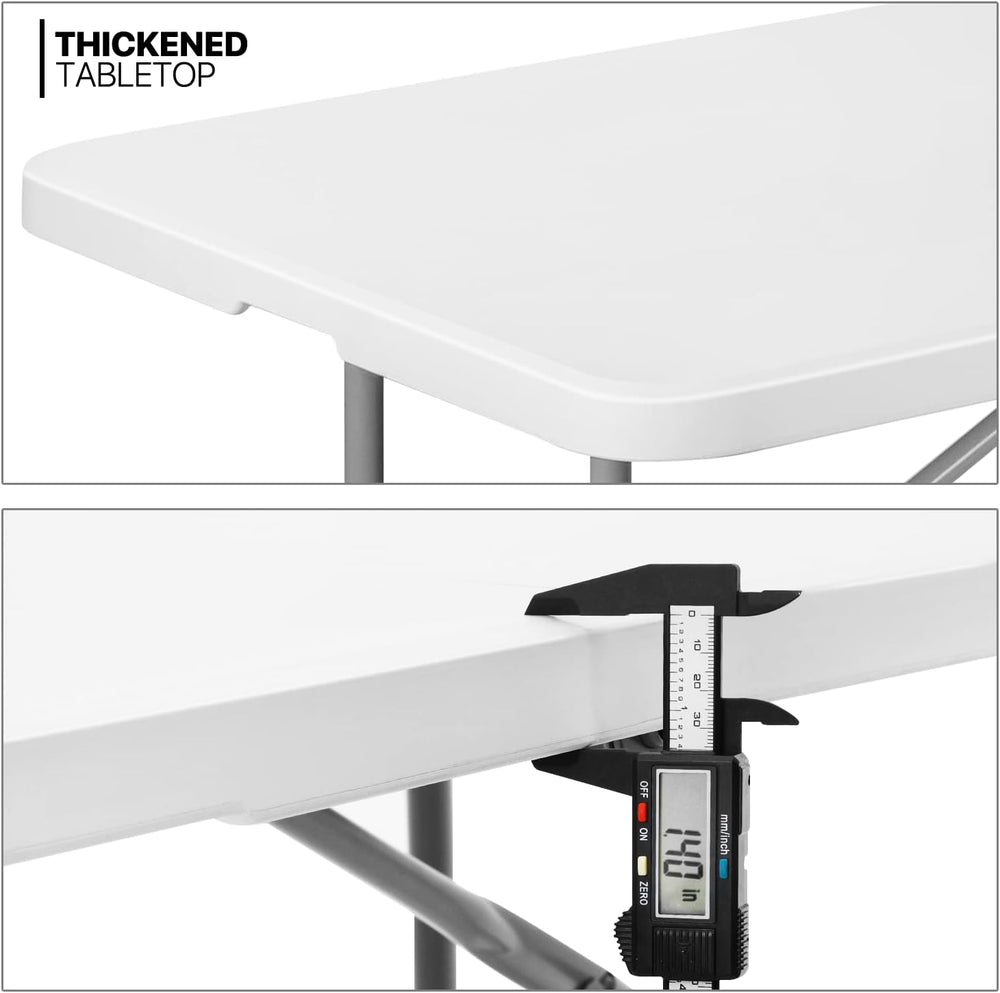 MoNiBloom 6Ft Folding Table, Heavy Duty Portable Plastic Dining Tables Fold i...