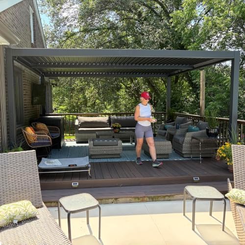 PURPLE LEAF Louvered Pergola 13' x 15' Outdoor Pergola w/Drainage System