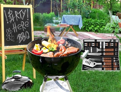 POLIGO 22PCS Heavy Duty BBQ Grill Accessories Set, Non-Slip Grill Tools for O...