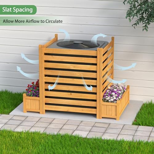 GDLF Air Conditioner Fence, Outdoor Wood AC Unit Privacy Screen, 3-Panel