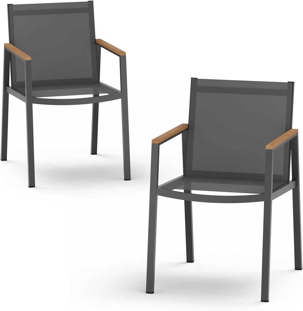 Outdoor Dining Chairs Set of 2, Aluminum Patio Chairs