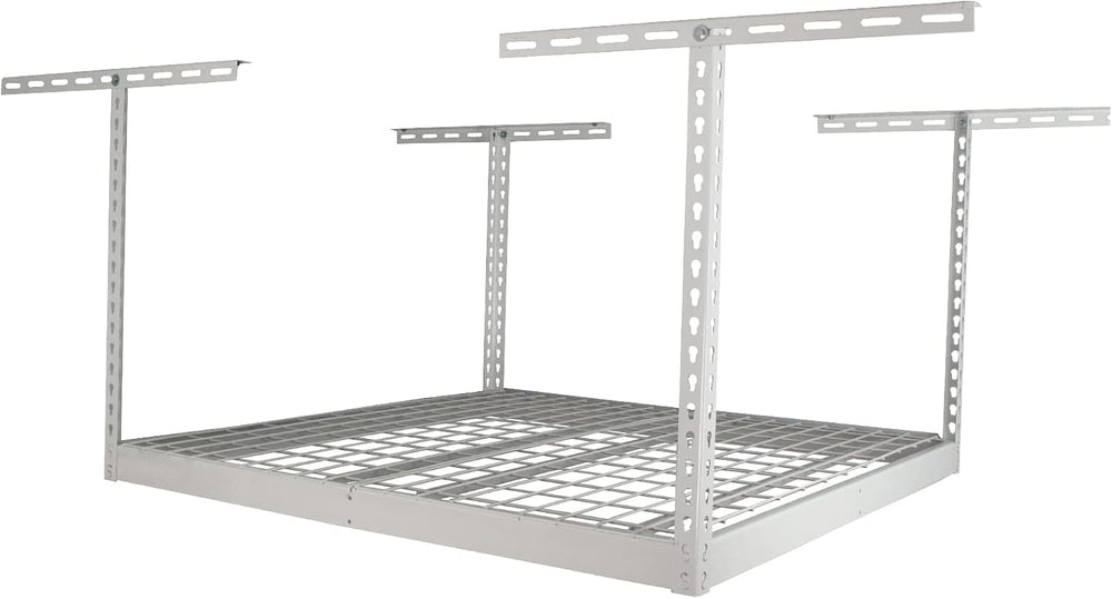 SafeRacks 4x4 Overhead Garage Storage Rack, White, 24"-45" Height